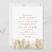 Invitation Hiver neige pinède bleu mariage de Noël (Devant)