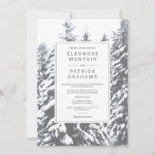 Invitation Hiver neige pins forêt photo chic mariage (Devant)
