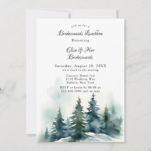 Invitation Hiver Noël Arbre Paysage Bridesmaids Déjeuner