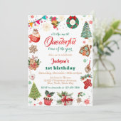 Invitation Hiver Noël magnifique 1er anniversaire fête (Debout devant)