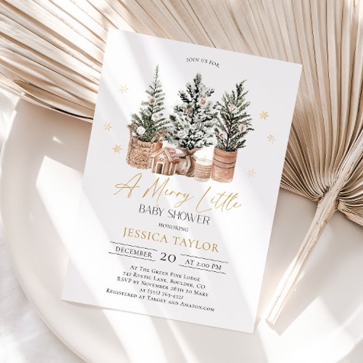 Invitation hiver Noël rustique Un joli petit Baby shower
