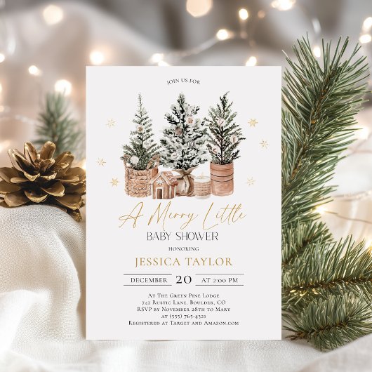 Invitation hiver Noël rustique Un joli petit Baby shower