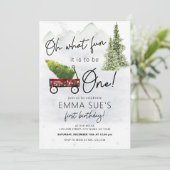 Invitation Hiver Oh Quel plaisir Noël Arbre Premier Anniversa (Debout devant)