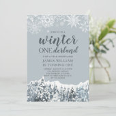 Invitation Hiver Onderland Snowflakes Premier anniversaire (Debout devant)