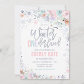 Invitation Hiver ONE derland 1er anniversaire Argent Lilac ro (Devant)