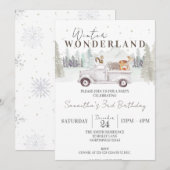 Invitation Hiver ONE derland 1er Anniversaire, Enfant Premier (Devant / Derrière)