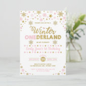 Invitation Hiver ONE derland 1er anniversaire Fête Pink Gold (Debout devant)