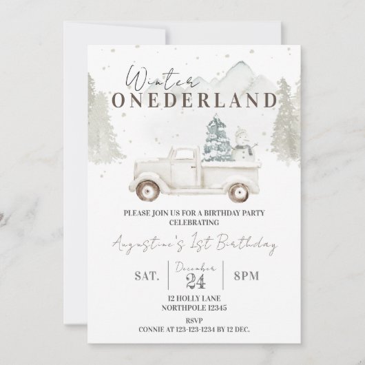 Invitation Hiver ONE derland 1er Anniversaire, Garçon Premier (Devant)