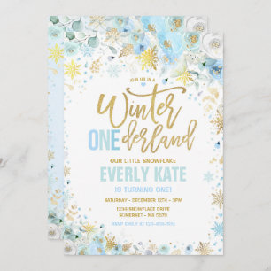 Invitation Hiver ONE derland 1er Anniversaire Gold Mint Blue