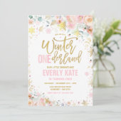 Invitation Hiver ONE derland 1er anniversaire Gold Peach rose (Debout devant)