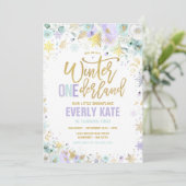 Invitation Hiver ONE derland 1er Anniversaire Mint Lilac Gold (Debout devant)