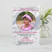 Invitation Hiver ONE derland 1er anniversaire Modèle de floco (Debout devant)