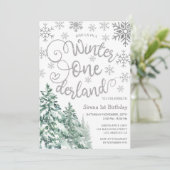 Invitation Hiver ONE derland 1er anniversaire Neige Forêt d'h (Debout devant)