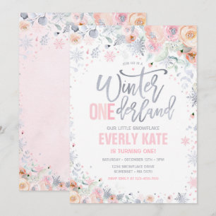 Invitation Hiver ONE derland 1er anniversaire Silver Peach ro