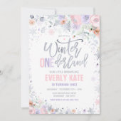 Invitation Hiver ONE derland 1er anniversaire Silver Pink Lil (Devant)