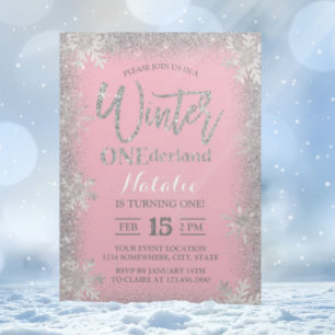 Invitation Hiver ONE derland 1er anniversaire Silver Rose Gir