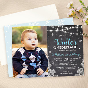Invitation Hiver ONE derland Baby Boy Photo Premier anniversa