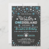 Invitation Hiver ONE derland Blue Silver Snowflakes Anniversa (Devant)