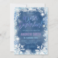Hiver ONE derland Blue Snowflakes Anniversaire