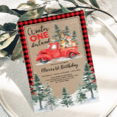 Invitation Hiver ONE derland Bois Animaux 1er anniversaire