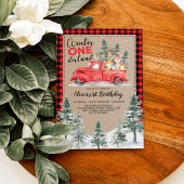 Invitation Hiver ONE derland Bois Animaux 1er anniversaire