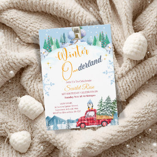 Invitation hiver one derland cartons d'invitation pour un pre