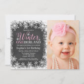 Invitation Hiver ONE derland Chalkboard de neige 1er annivers (Devant)