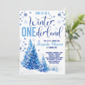 Invitation Hiver ONE derland fête d'anniversaire (Debout devant)