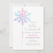 Invitation Hiver ONE derland Flamme de neige premier annivers (Devant)