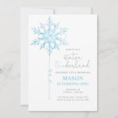 Invitation Hiver ONE derland Flocon de neige Boy Premier anni (Devant)