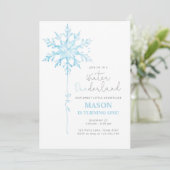 Invitation Hiver ONE derland Flocon de neige Boy Premier anni (Debout devant)