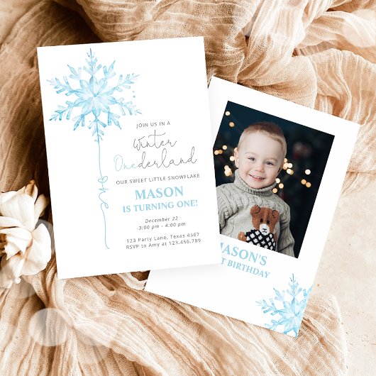 Invitation Hiver ONE derland Flocon de neige Boy Premier anni