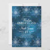 Invitation Hiver One-derland flocons de neige garçon premier (Devant)