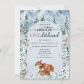 Invitation Hiver ONE derland Garçon fille 1er premier anniver (Devant)