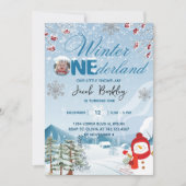 Invitation Hiver ONE derland Garçon ou fille 1er anniversaire (Devant)