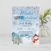 Invitation Hiver ONE derland Garçon ou fille 1er anniversaire (Debout devant)