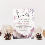 Invitation Hiver ONE derland Girl 1er Anniversaire Mountain<br><div class="desc">Carte d'invitation pour la fête d'anniversaire d'une fille moderne avec de l'aquarelle de la montagne d'hiver avec des pins avec des flocons de neige. Le texte dit "L'ONÉDOLE d'hiver". Parfait pour le premier anniversaire d'une fille en hiver.</div>