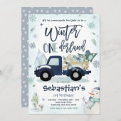Invitation Hiver ONE derland Marine Hiver Camion Snowman Part (Devant / Derrière)