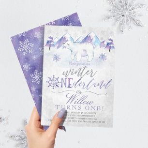 Invitation Hiver ONE derland Ours polaire Anniversaire Invita
