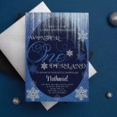 Invitation Hiver ONE derland Parties scintillant Bleu 1er ann