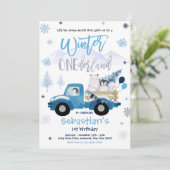 Invitation Hiver ONE derland Penguin Ours polaire Anniversair (Debout devant)