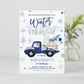 Invitation Hiver ONE derland Penguin Ours polaire Anniversair (Debout devant)