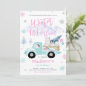 Invitation Hiver ONE derland Penguin Ours polaire Anniversair (Debout devant)