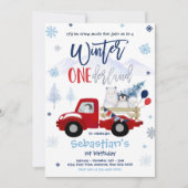 Invitation Hiver ONE derland Penguin Ours polaire Anniversair (Devant)