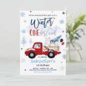 Invitation Hiver ONE derland Penguin Ours polaire Anniversair (Debout devant)