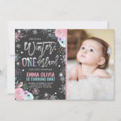 Invitation Hiver ONE derland Pink Silver 1er anniversaire (Devant)