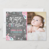 Invitation Hiver ONE derland Pink Silver 1er anniversaire (Devant)