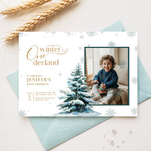 Invitation Hiver One-derland Premier Anniversaire Garçon Fill