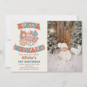 Invitation Hiver ONE derland Retro Noël Anniversaire Photo (Devant)