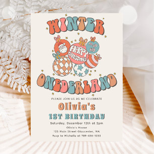 Invitation Hiver ONE derland Retro Noël Père Noël Anniversair